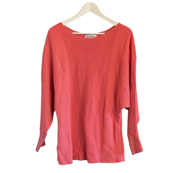 Tommy Bahama Womens Bonita Coral Sparkle Dolman Sleeves Sweater Knit Size Medium - Picture 1 of 7